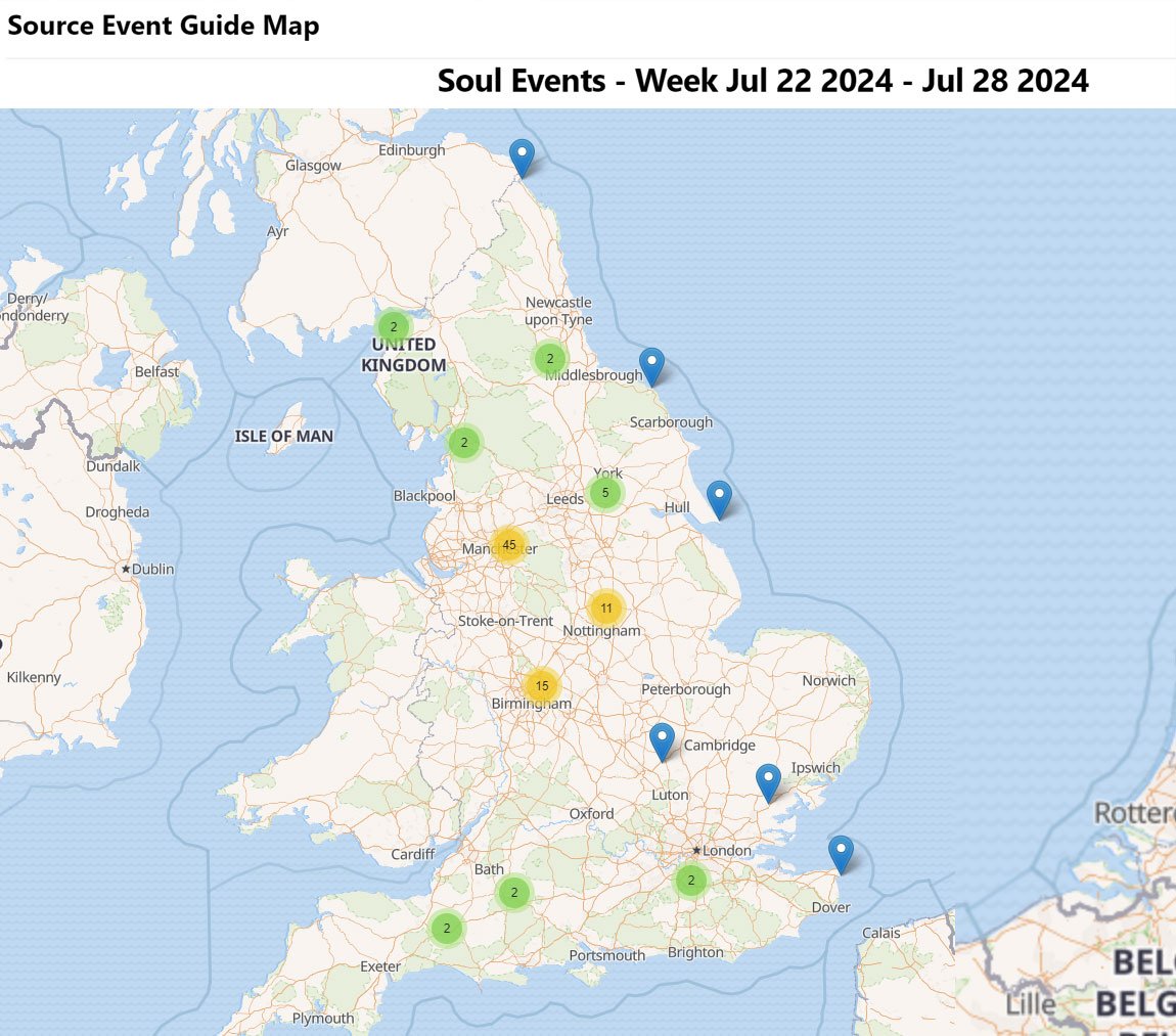 This Weeks Uk Soul Events Map View  22-28 July 2024