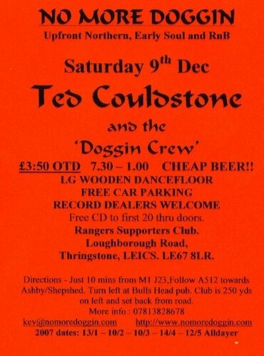 no more doggin sat 9th dec w/ ted couldstone