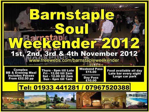 barnstaple soul weekender 1st, 2nd, 3rd & 4th nov 2012