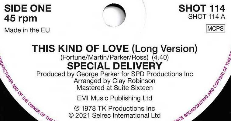 New 45 - This Kind Of Love by Special Delivery (Long Version) - Shotgun Records magazine cover
