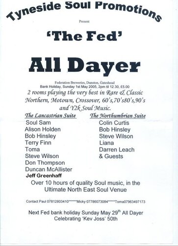 the fed gateshead may bank holiday alldayer