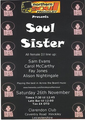 soul sister - hinckley sat 26th november