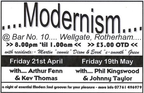 modernism** friday 21st april + friday 19th may