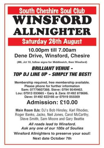 winsford sat aug 26th