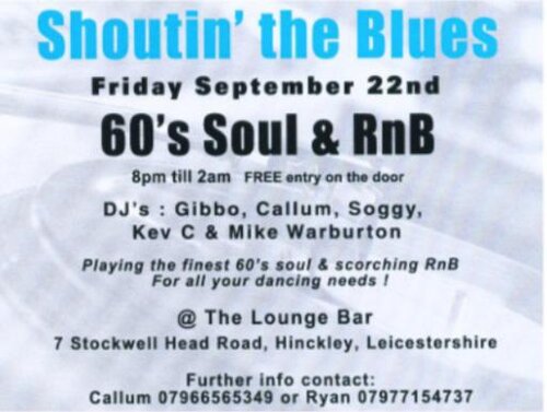 shoutin the blues, hinckley - fri 22nd sept