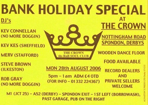 crown @ spondon - 6ts rnb/soul - mon 28th aug