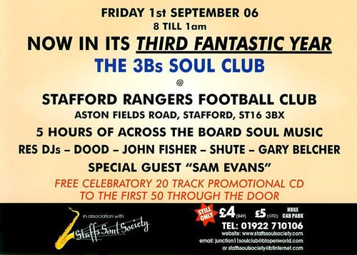 3rd anniversary - 3bs soul club - stafford