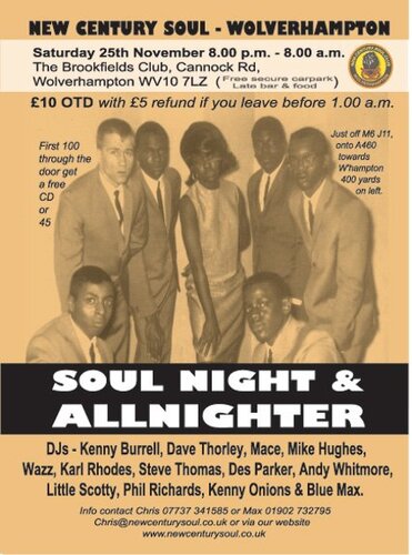 ncs wolverhampton 25th nov soul night & allnighter