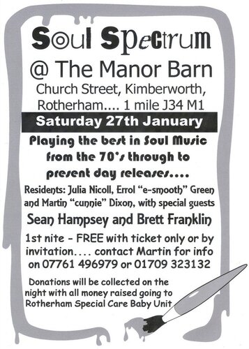 soul spectrum, free adm, sat 27th jan, manor barn, rotherham