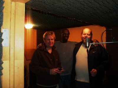 craig , mr c and ian in the studio