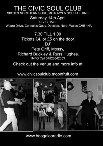 sat 14th april the civic soul club deeside north wales