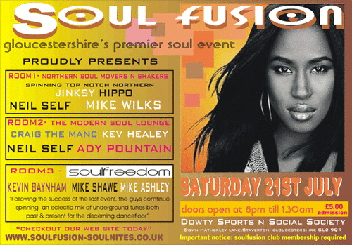 soulfusion - cheltenham - saturday 21st july plus soulfreedo