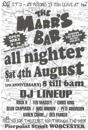 marrs bar all-nighter, worcester