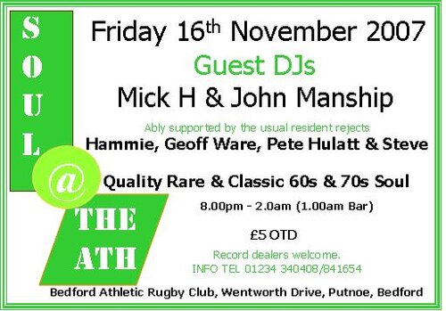 soul @ the ath, 16th nov guests mick h & john manship