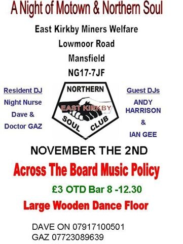 east kirkby miners welfare 2 nov