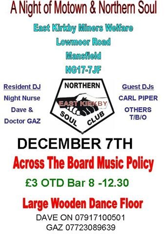 east kirkby miners welfare 7 december