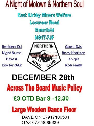 east kirkby miners welfare 28 dec