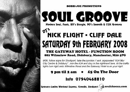 soul groove. sat 9th feb. didsbury. manchester