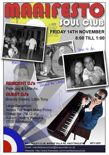 manifesto soul club, knottingley, w.yorks - friday 14 novemb