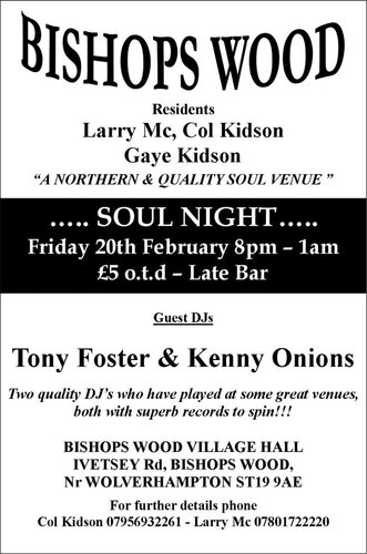 bishops wood soul night - 20th february