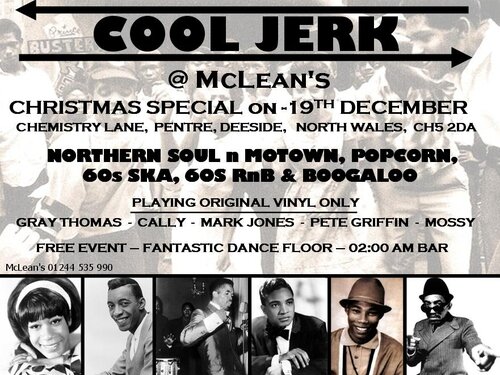 free event, 19th dec, cool jerk, pentre club, deeside n wales