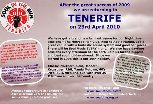 soul in the sun tenerife april 23rd