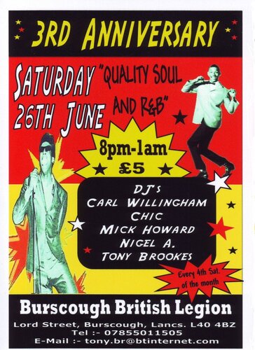 burscough legion sat 26th june, 3rd anniversary