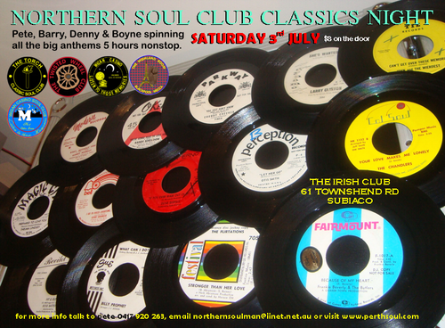 northern soul club classics night - the irish club, subiaco, perth, western australia