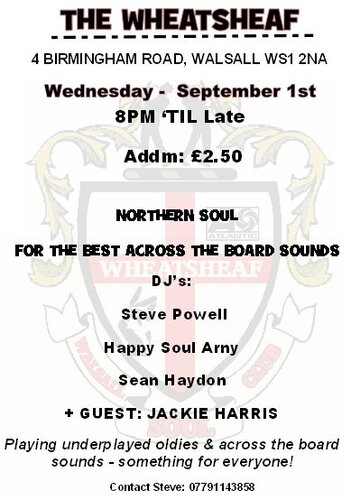 the wheatsheaf - walsall - wed. 1st sept