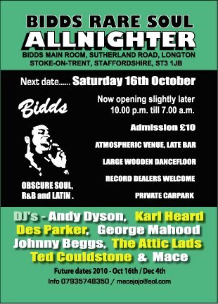 bidds rare soul allnighter - sat 16th oct 2010