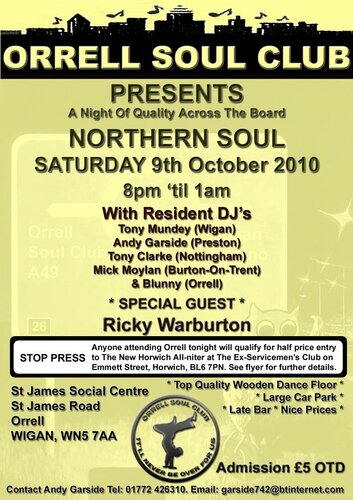 orrell soul club - saturday 9th october 2010