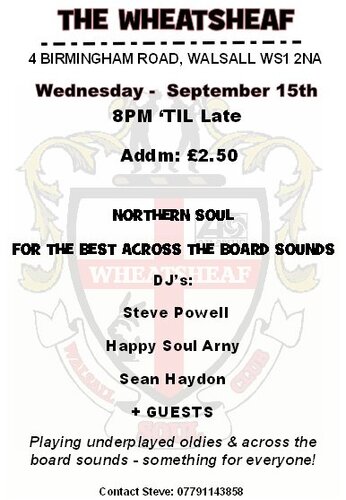 mid-week northern soul at the wheatsheaf - walsall