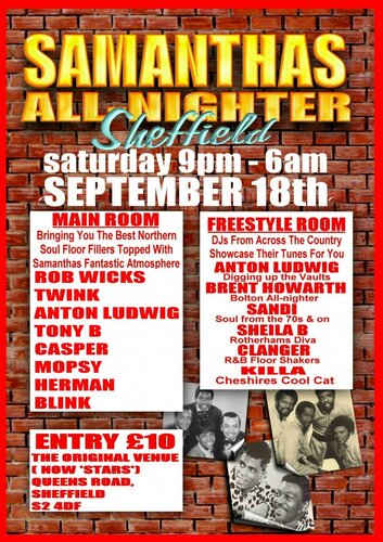 samantha's all-nighter sheffield sept 18th