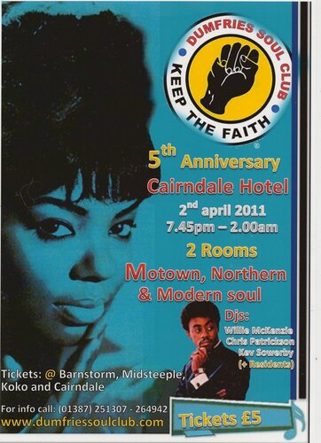 2nd april, 5th anniversary dumfries soul club