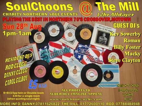 soul choons @ the mill (aug 28th) 12hr charity alldayer