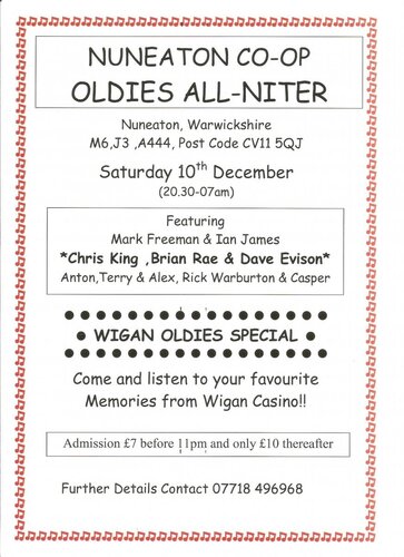 nuneaton co-op wigan casino oldies all-niter 10th december