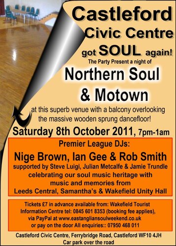 northern soul & motown at castleford civic centre sat 8th nov