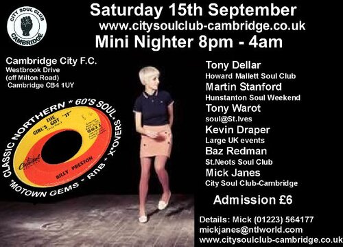 city soul club cambridge, saturday september 15th 8pm - 4am