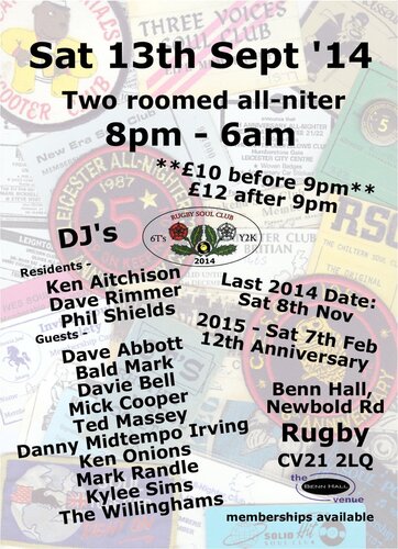 rugby allnighter - sat 13th sept '14