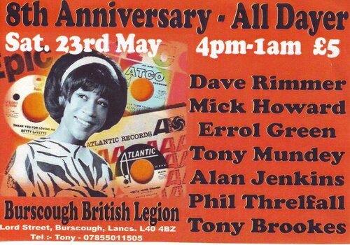 burscough british legion 8th anniversary alldayer saturday 23rd may