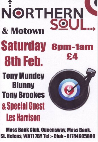 moss bank soul club, st helens saturday 8th february