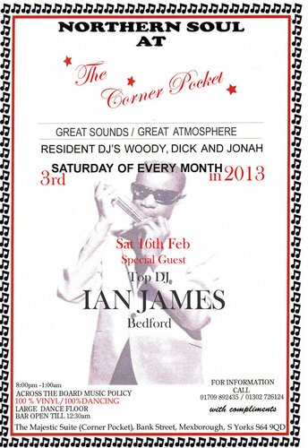 the corner pocket, mexborough, south yorks, sat 16th feb - guest dj - ian janes