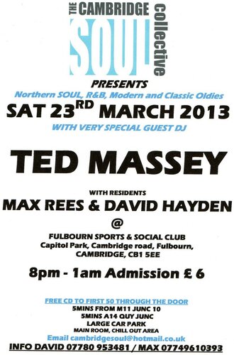 sat 23rd march ted massey @ cambridge soul collective