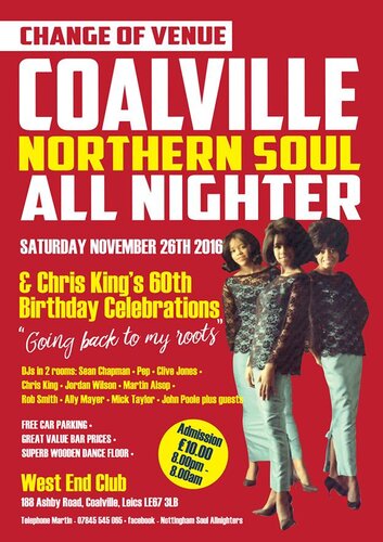 venue change - now coalville allnighter