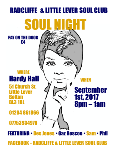 radcliffe & little lever soul night 1st sept 2017