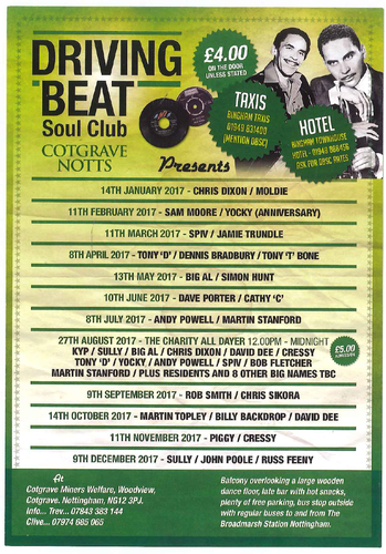 Driving Beat Soul Club Notts - presents ROB SMITH & CHRIS SIKORA