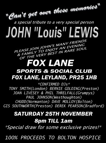 FORTHCOMING JOHN LEWIS (Louis) MEMORIAL NIGHT