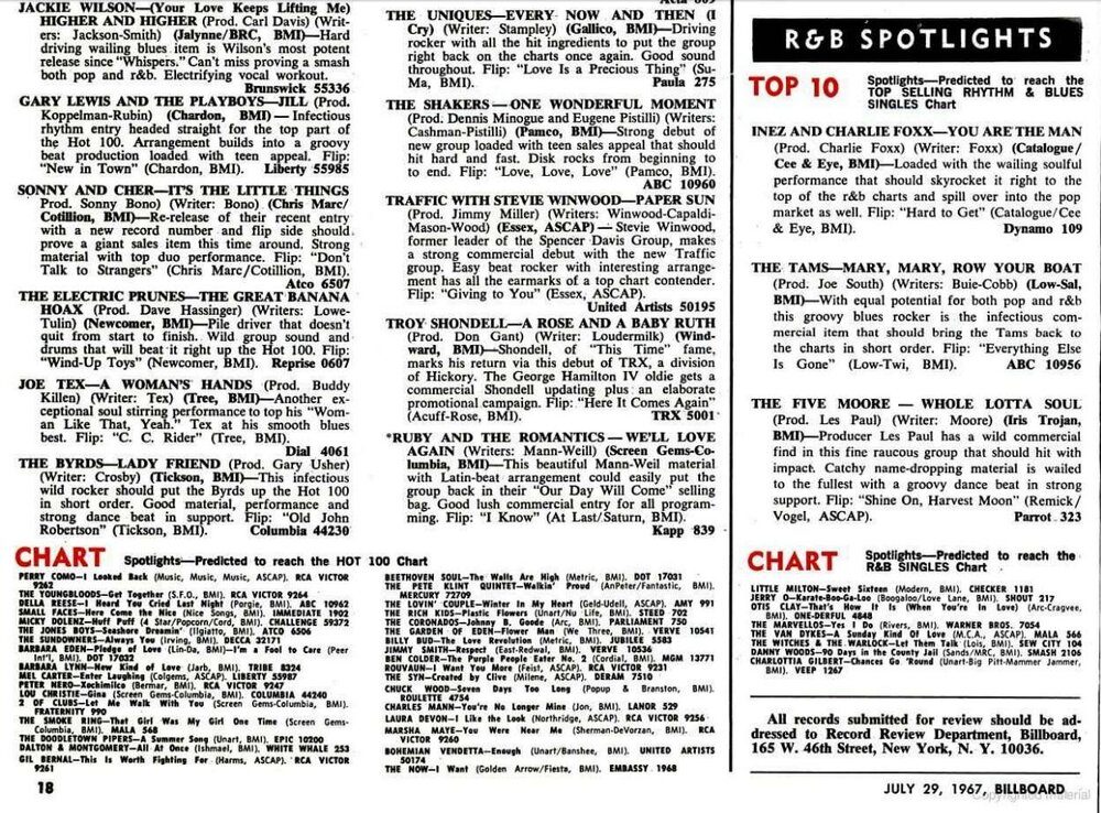 soul Billboard releases July 1967