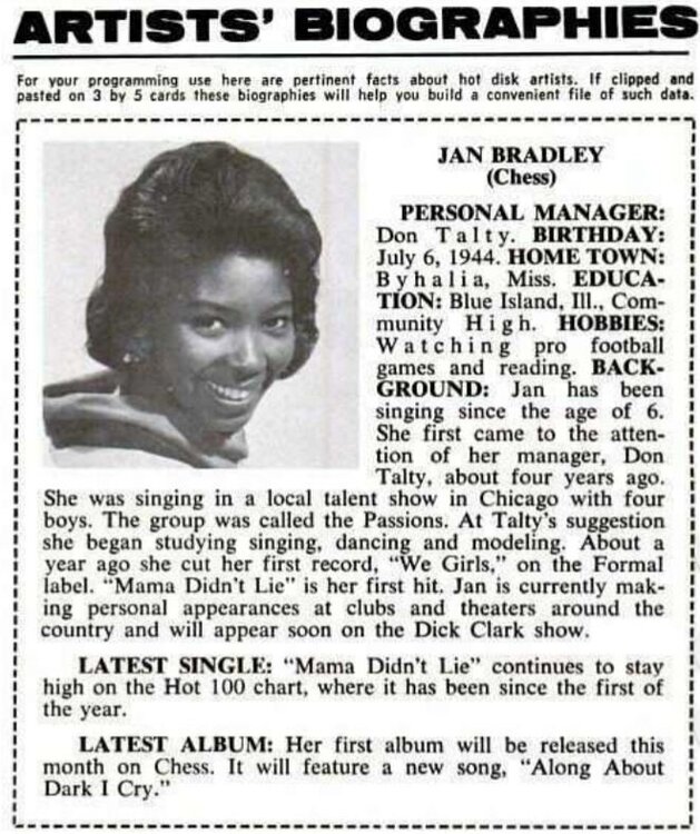 soul jan bradley bio billboard march 63