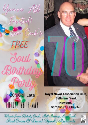 LEN COOK'S FREE 70th BIRTHDAY BASH